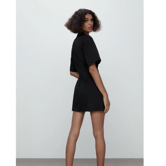 Zara Stretch Poplin Dress in Black - Picture 3 of 8